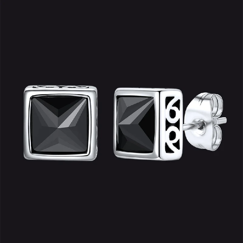 women's bold statement earrings -Celtic Knot Black Cubic Zirconia Stud Earrings for Men