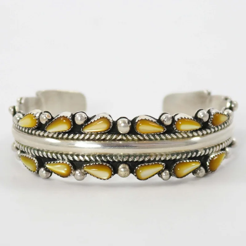 women's gold diamond bangles -Mother of Pearl Cuff