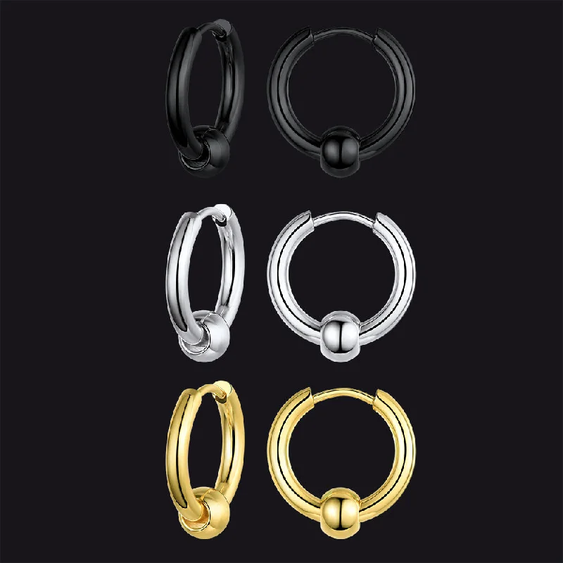 women's long earrings -Samll Piercing Huggie Hoop Earrings Set For Men 3 Pairs