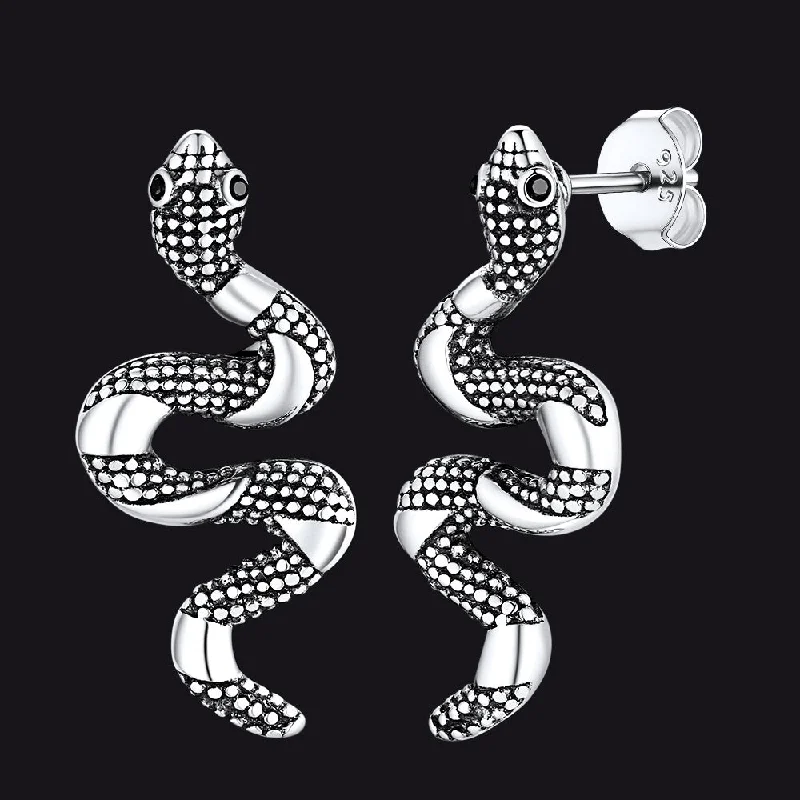 women's stud earrings -Flash Sale Sterling Silver Winding Snake Earrings Studs