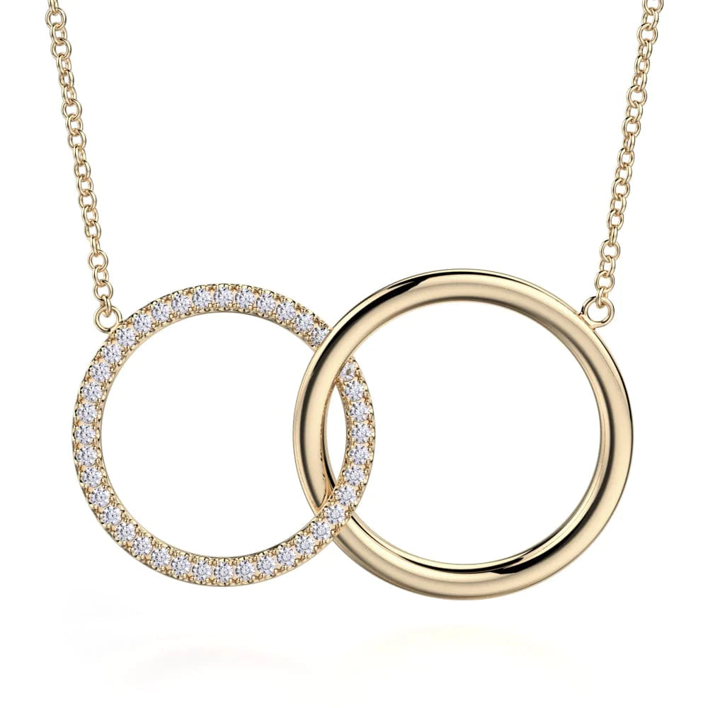 women's geometric pendant necklaces -Double Diamond Circle Necklace