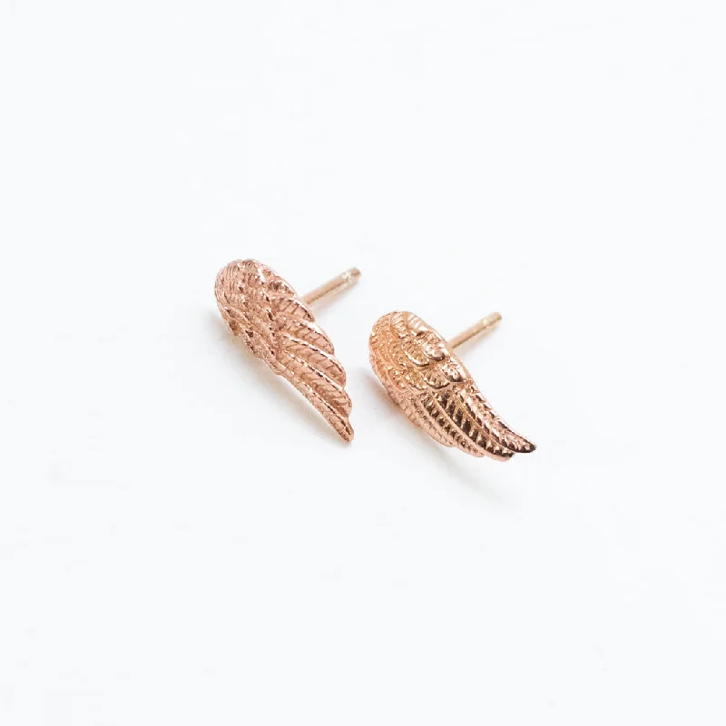 women's trendy earrings -Rose Gold Vermeil Wing Studs