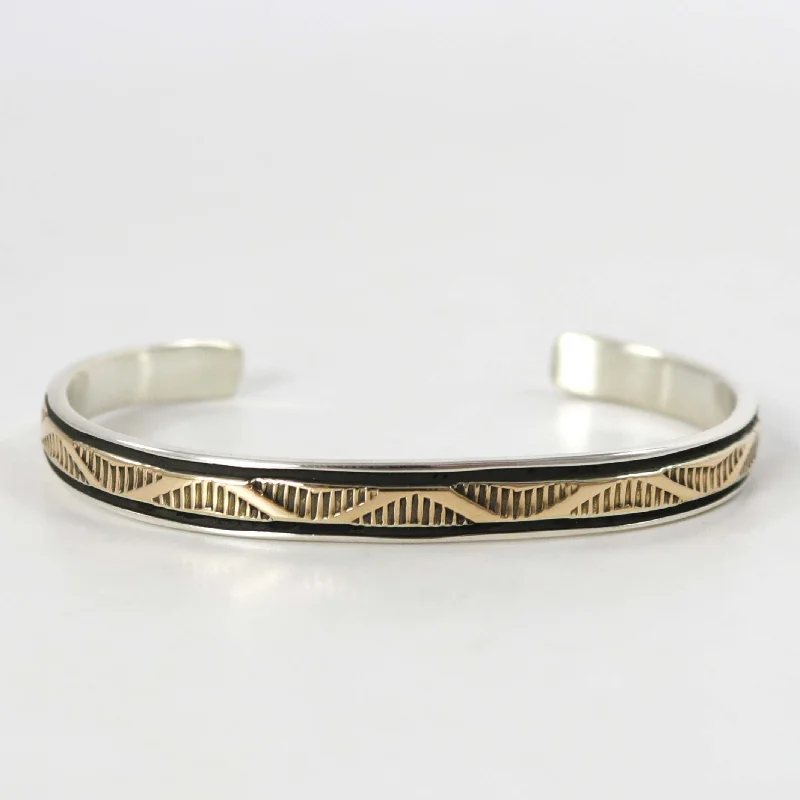 women's custom name bangles -Gold on Silver Cuff