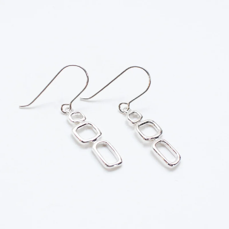 women's crystal hoop earrings -Silver Mod Shaped Earrings