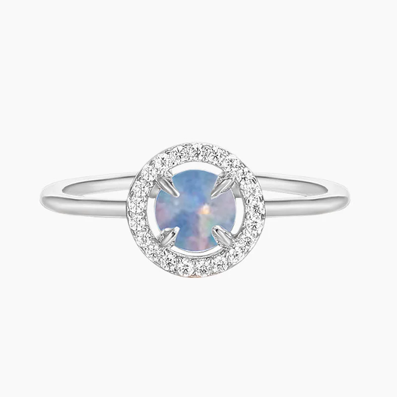 women's rose gold rings -925 Sterling Silver Opal Wedding Ring