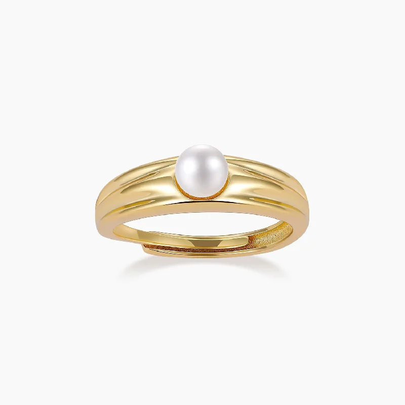 women's sterling silver wedding bands -Sterling Silver Wide Band Pearl Ring