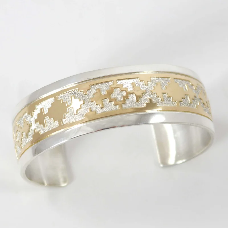 women's multi-layered bracelets -Gold on Silver Overlay Cuff