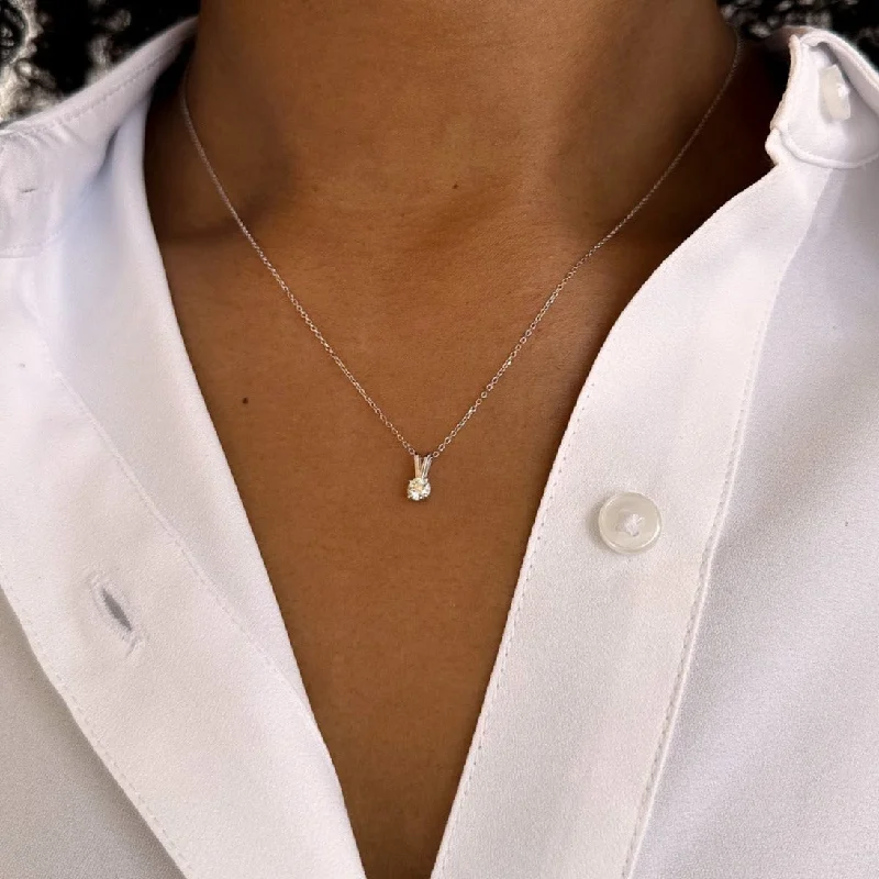 women's gold chain necklaces -Diamond Drop Solitaire Necklace