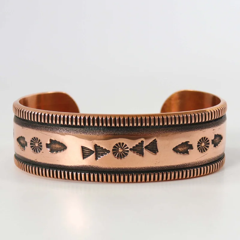 women's infinity bracelets -Stamped Copper Cuff