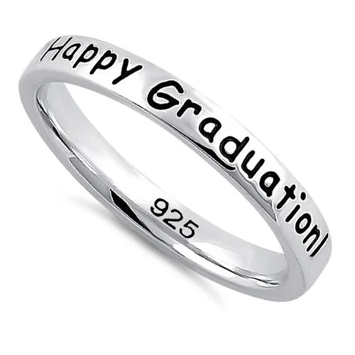 women's sterling silver fashion rings -Sterling Silver "Happy Graduation! We're so proud of you!" Ring