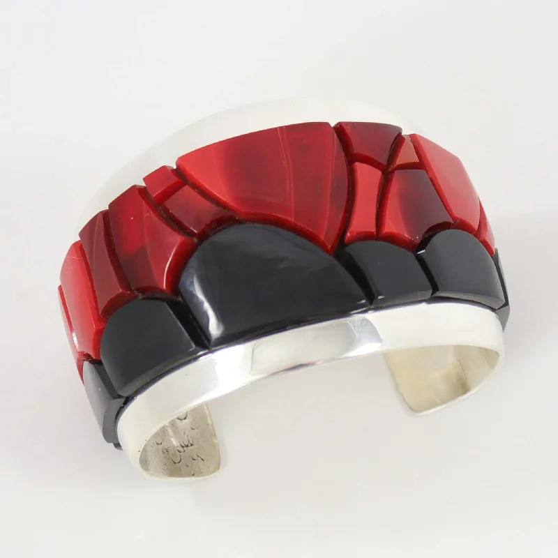 women's luxury bangles for wedding -Rosarita and Black Jade Cuff