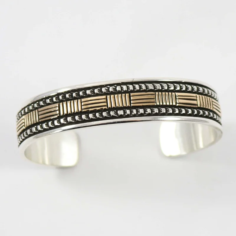 women's anniversary bangles -Silver and Gold Cuff