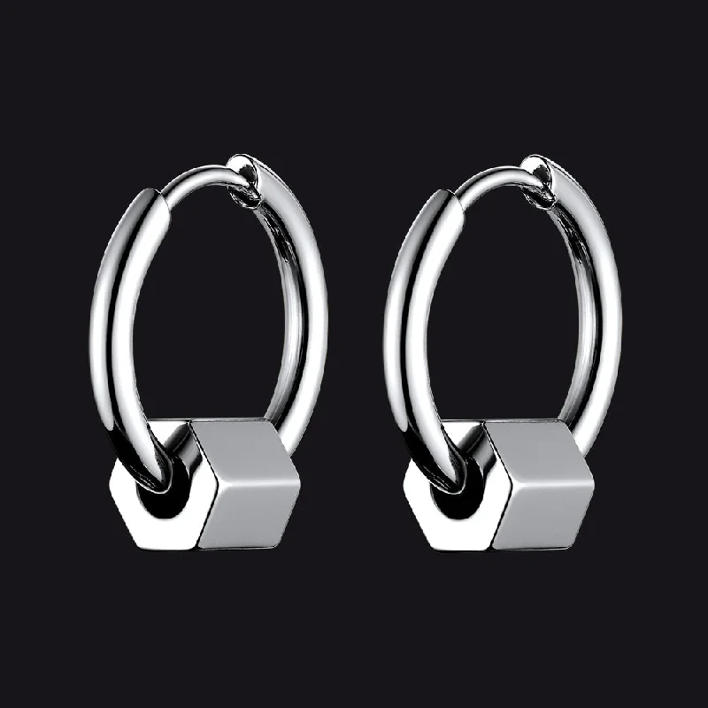 women's luxury gold earrings -Flash Sale Punk Hexagon Piercing Hoop Earrings For Men