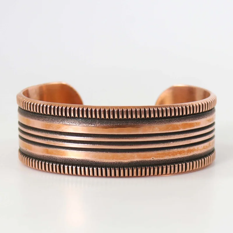 women's bridal bangles -Stamped Copper Cuff