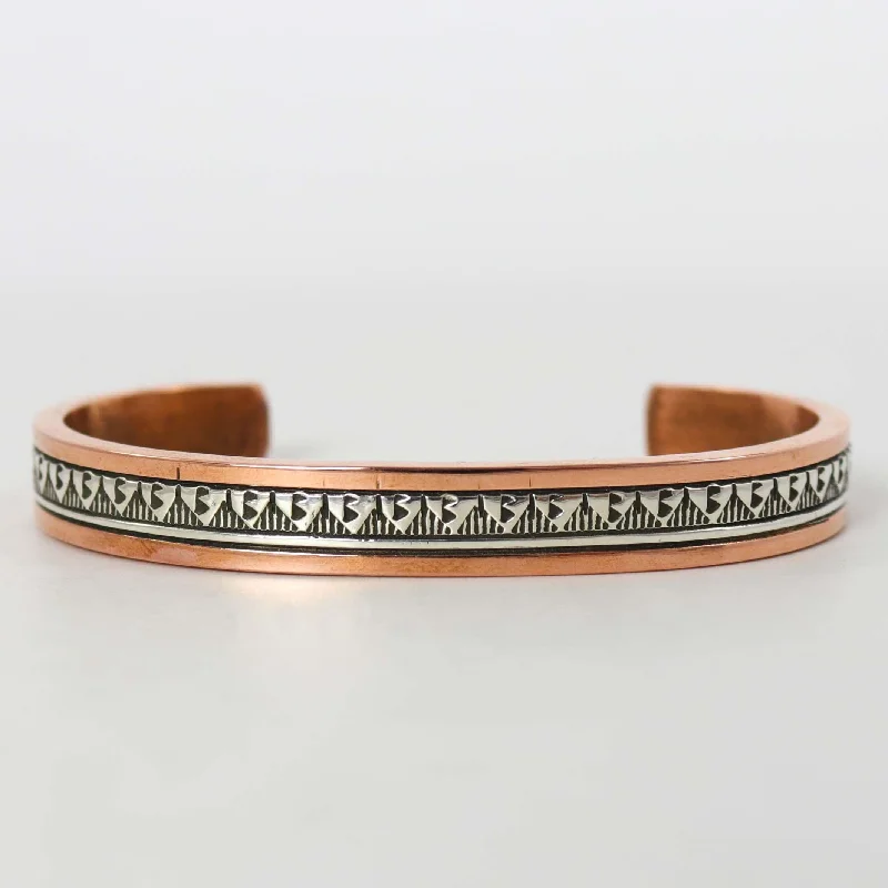 women's bangles set -Copper and Silver Cuff