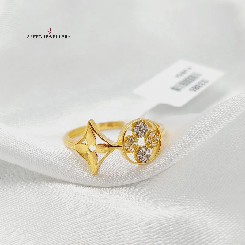 women's classic gold rings -Zircon Studded Clover Ring