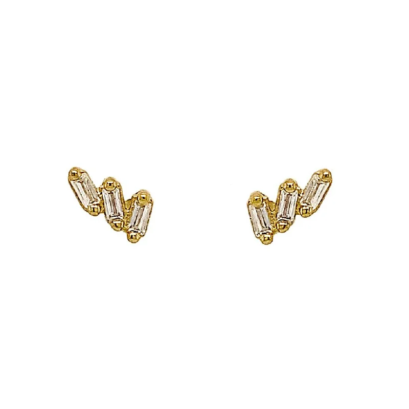 women's golden statement earrings -Sparkles Studs