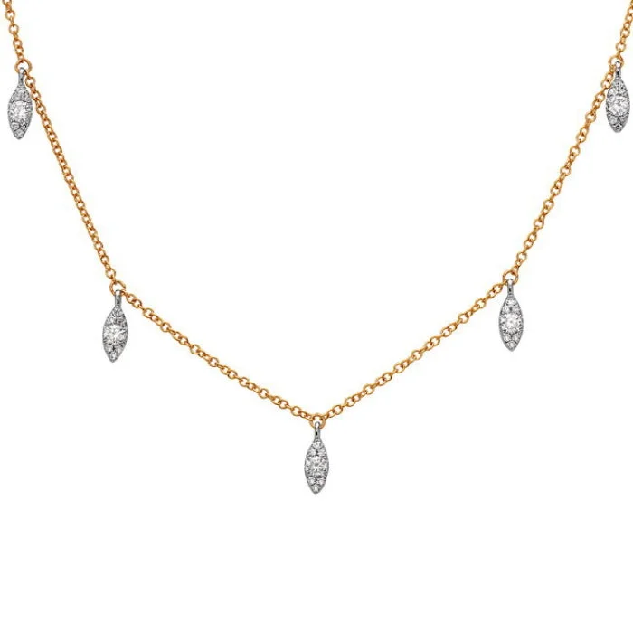 women's long necklaces -2-Tone Diamond Station Necklace