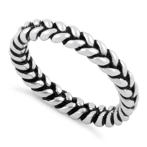 women's diamond promise rings -Sterling Silver Braided Stackable Ring