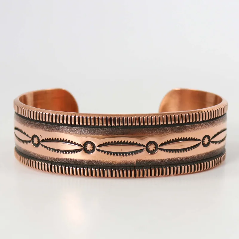 women's silver charm bracelets -Stamped Copper Cuff