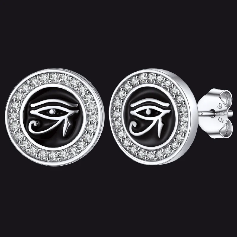 women's beaded earrings -CZ Sterling Silver Eye of Horus Stud Earrings