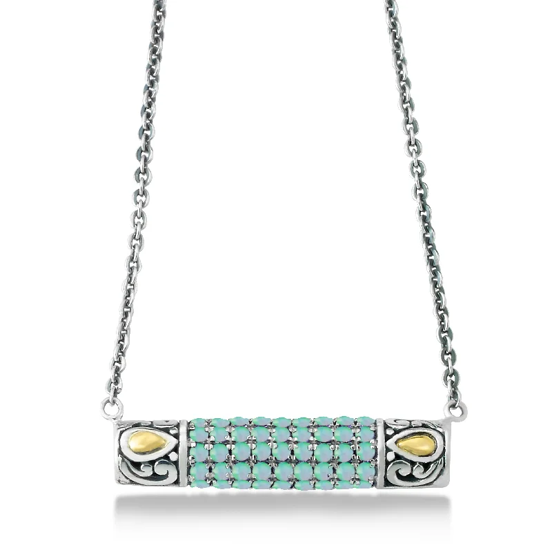 women's trendy layered necklaces -Sterling Silver/18K Opal Necklace