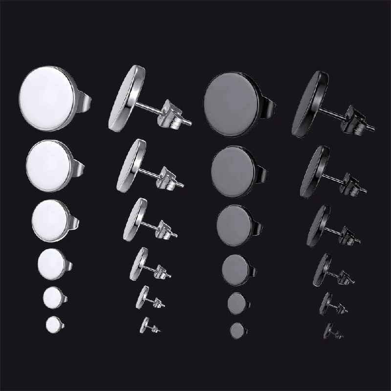 women's glamorous earrings -Punk Round Stud Earrings Set For Men 12 Pairs