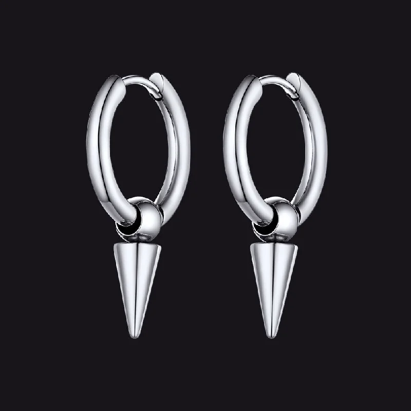 women's unique earrings -Punk Spike Huggie Hoop Earrings for Men Women