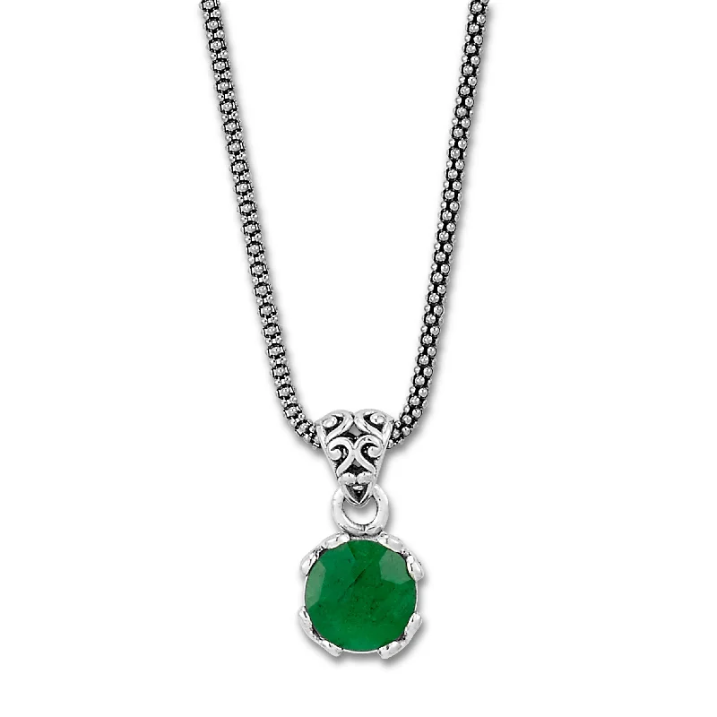 women's diamond necklaces -Sterling Silver Emerald Necklace