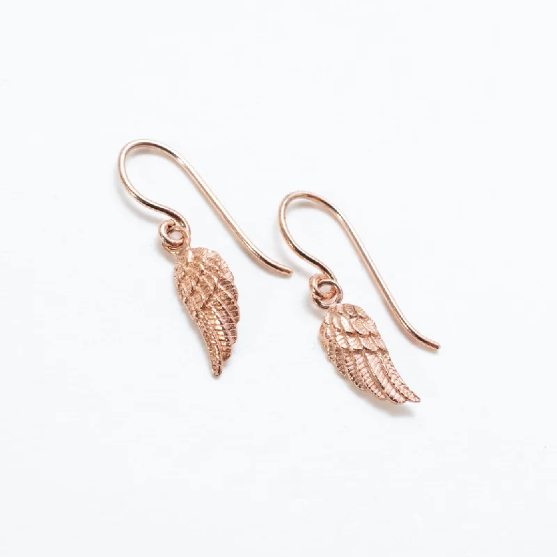 women's drop earrings -Rose Gold Vermeil Tiny Drop Wing Earrings