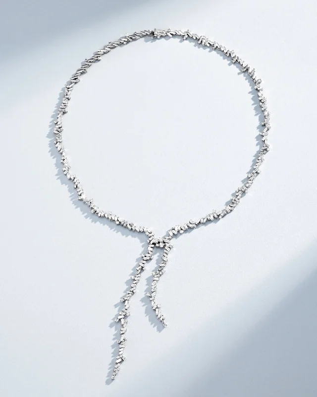 women's dainty necklaces -Classic Diamond Lariat Drop Necklace