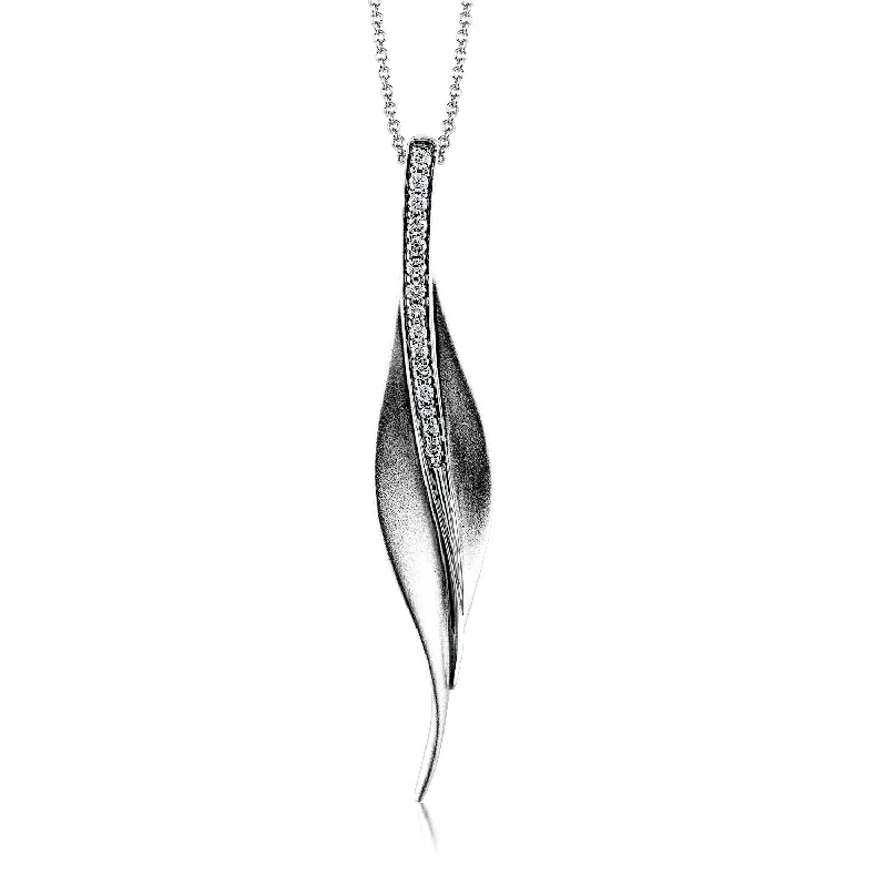 women's simple gold necklaces -Simon G Diamond Leaf Pendant