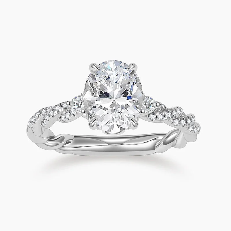 women's diamond promise rings -925 Oval Cut Sterling Silver Bridal Rings