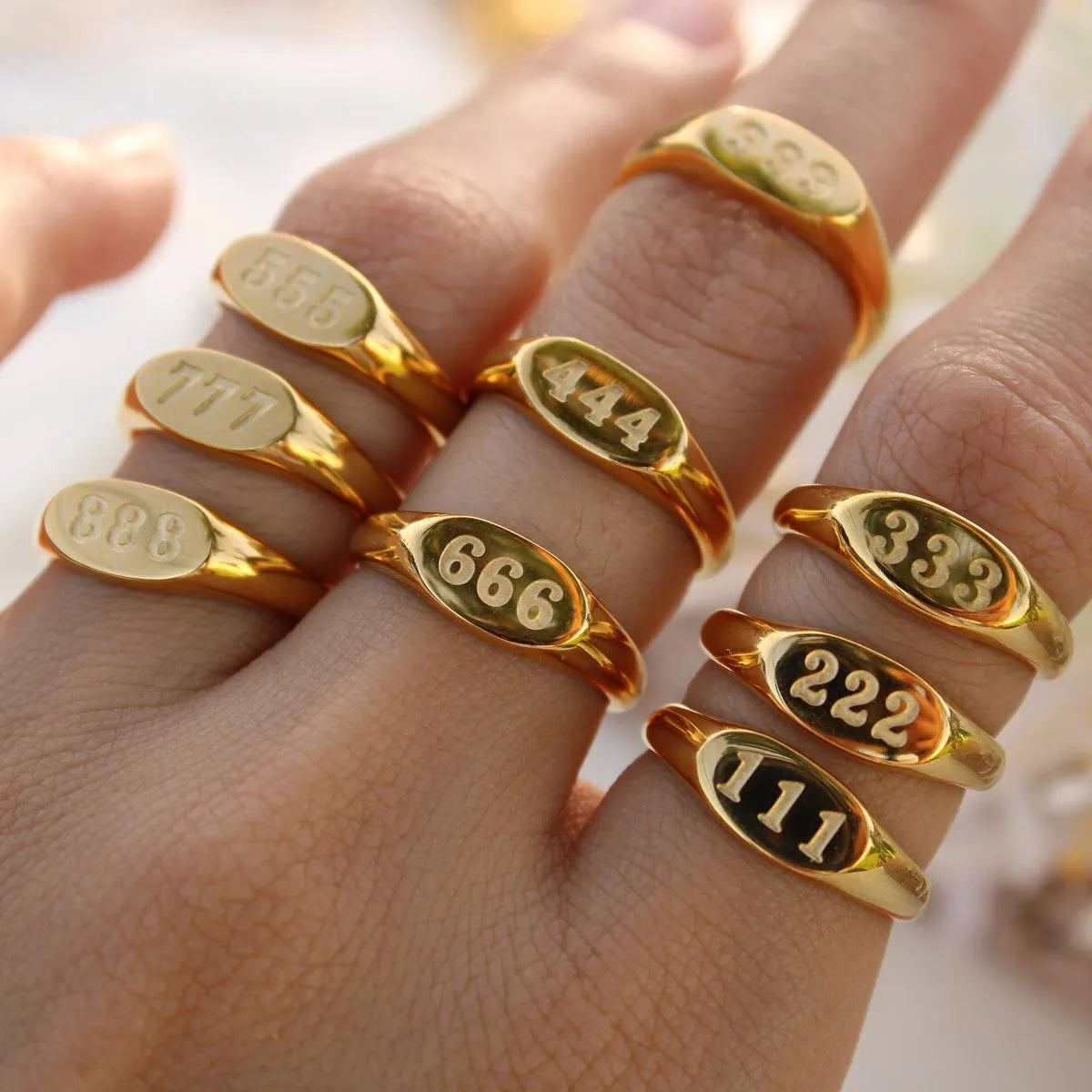 women's eternity rings -Angelica® Angel Number Signet Ring