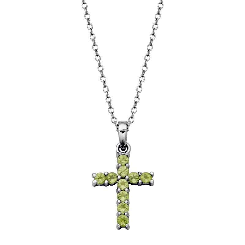 women's gold charm necklaces -Peridot Cross Necklace