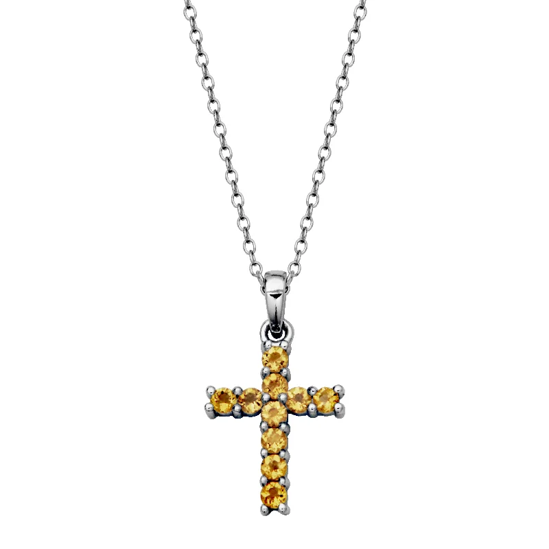 women's sterling silver chain necklaces -Citrine Cross Necklace