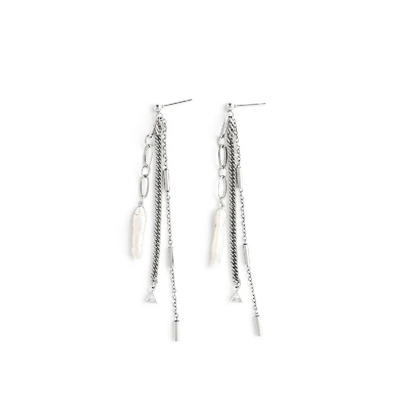 women's silver chain earrings -Silver Trellis Earrings