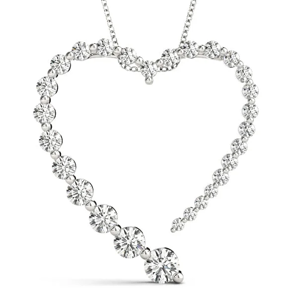 women's geometric necklaces -14K Gold Heart Journey Diamond Necklace / Pendant