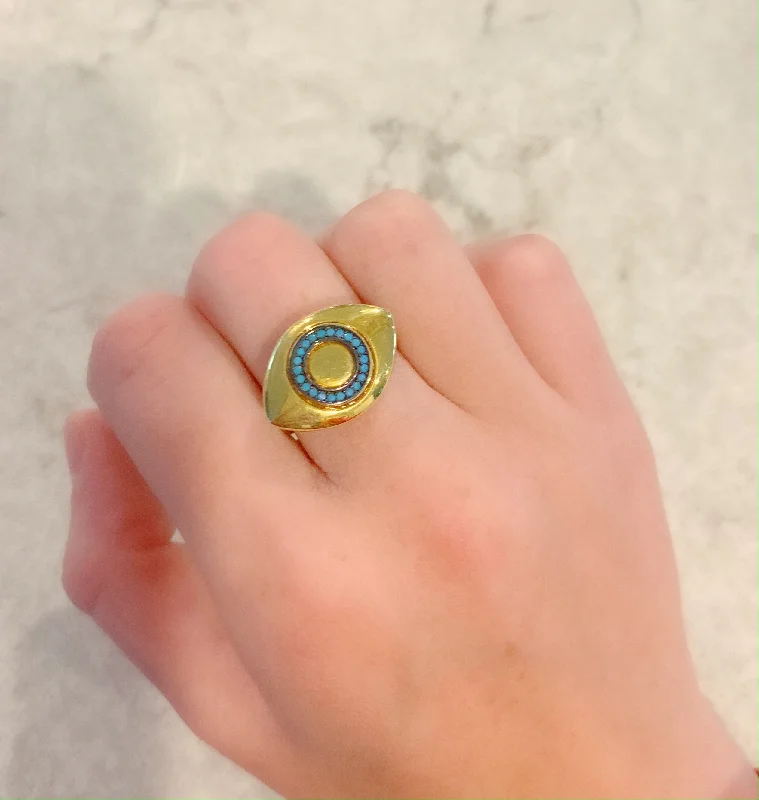 women's engraved rings -Turquoise Eye Ring