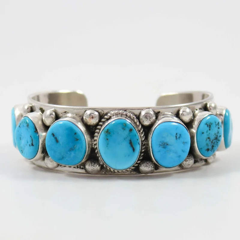 women's silver bangles set -Sleeping Beauty Turquoise Cuff