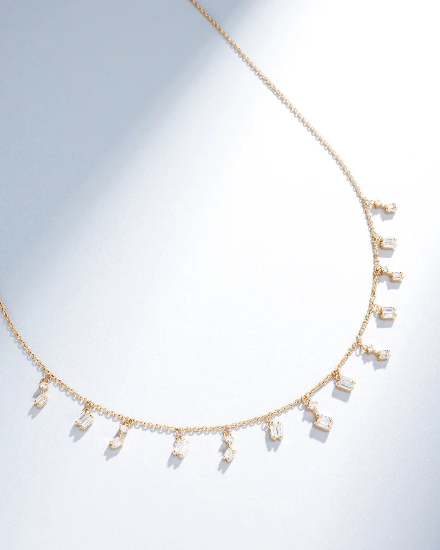 women's pearl choker necklaces -Classic Diamond Cascade Necklace