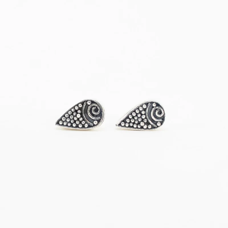 women's minimal design earrings -Silver Teardrop Kebaikan Studs