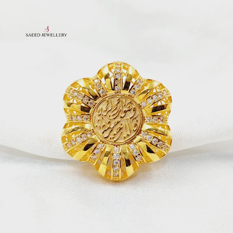 women's classic engagement rings -Zircon Studded Islamic Ring