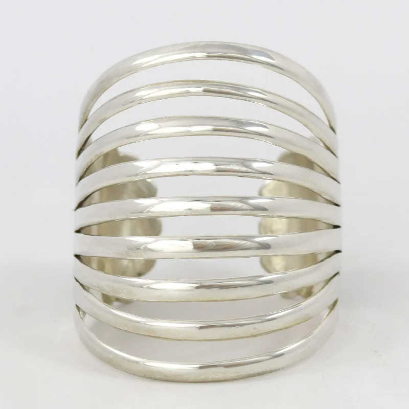 women's layered bracelets -Split Silver Cuff