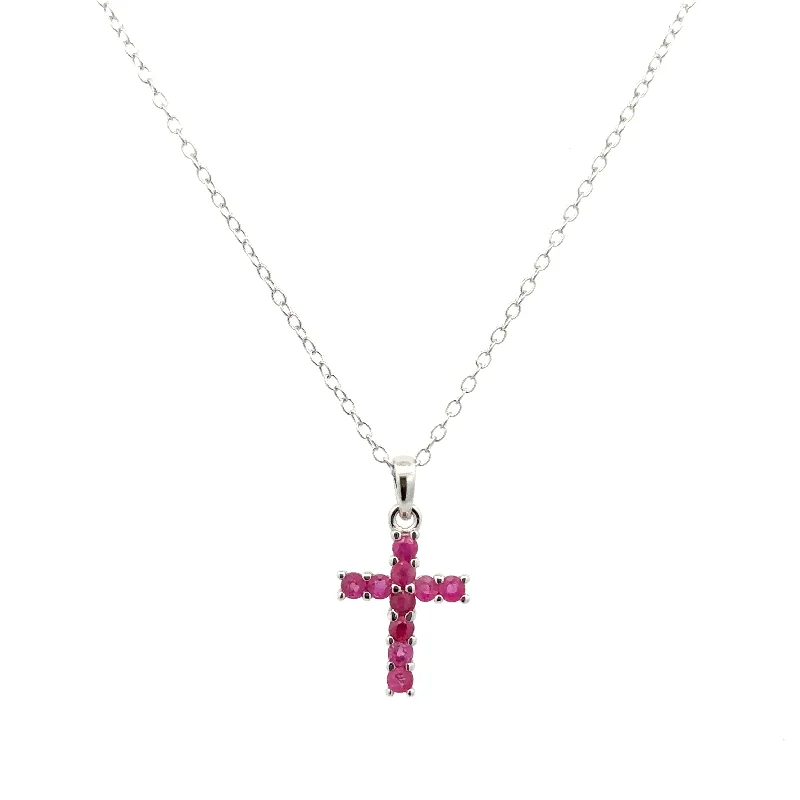 women's handmade necklaces -Ruby Cross Necklace