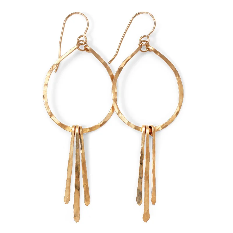 women's sterling silver earrings -Small Teardrop Fringe Earrings