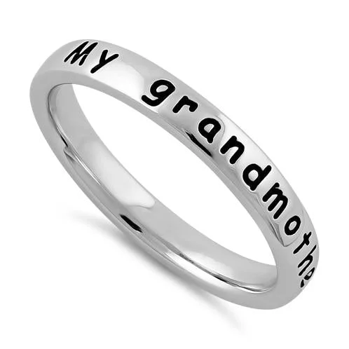 women's men's rings -Sterling Silver "My grandmother is my angel" Ring