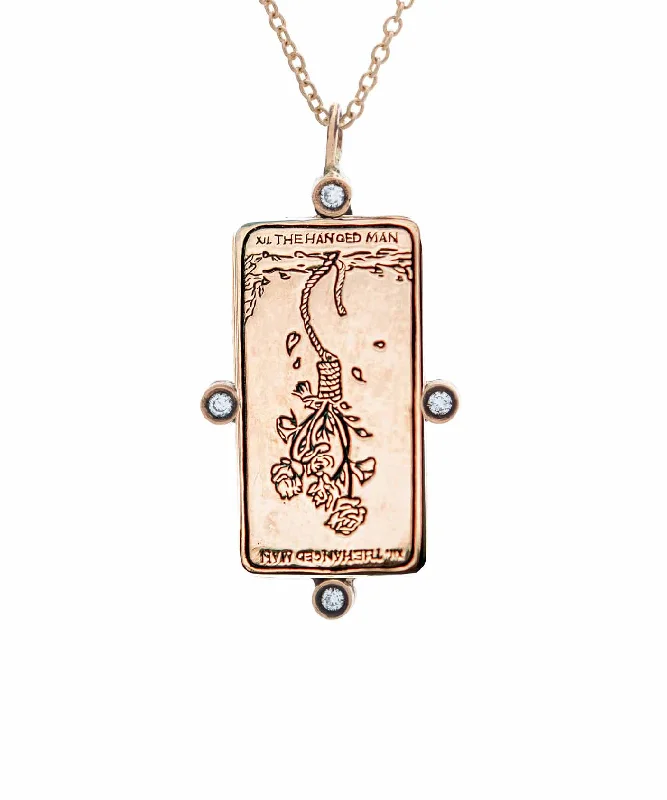 women's bridal necklaces -Diamond The Hanged One Tarot Card Necklace