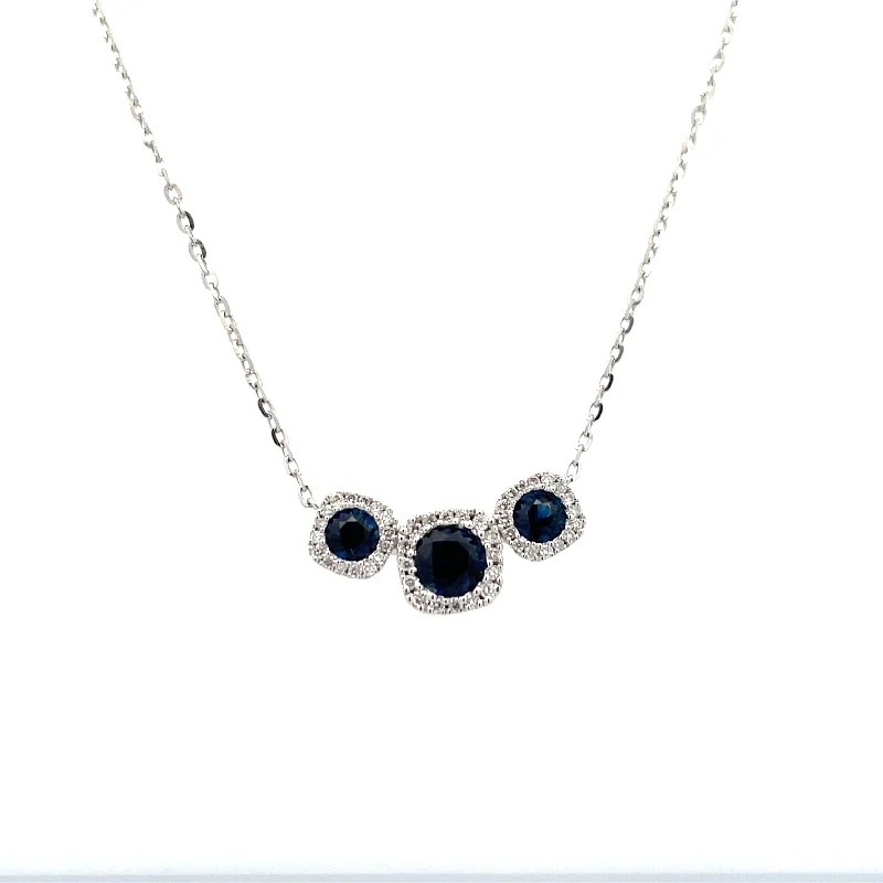 women's minimalist necklaces -White Gold Sapphire Necklace