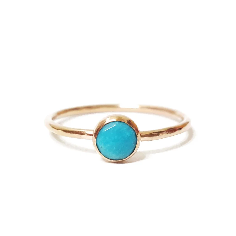 women's glamorous necklaces -Medium Turquoise Stacking Ring in Gold